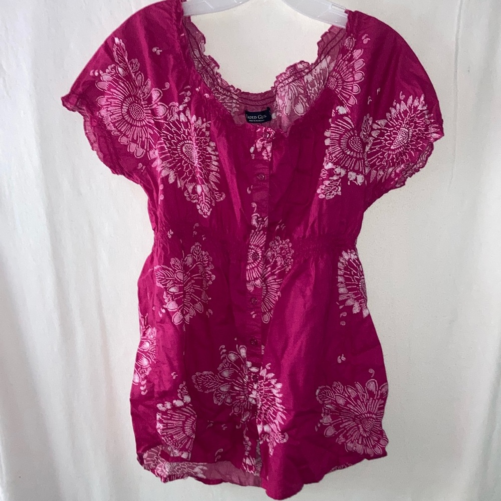 Faded Glory Magenta Floral Blouse